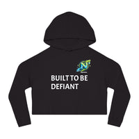 Cropped Hoodie — "Built To Be Defiant" Inspirational Women's Hooded Sweatshirt