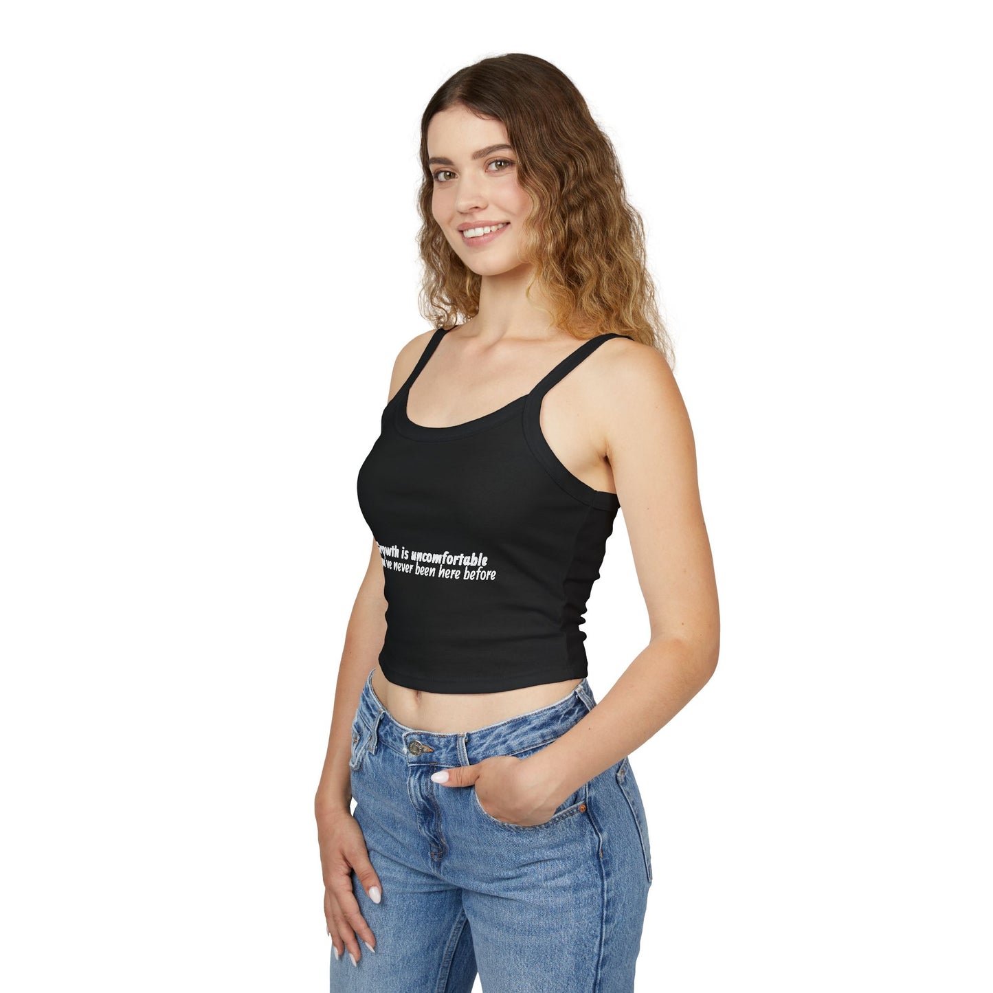 Women's Spaghetti Strap Tank Top — Minimal White Cropped Cami