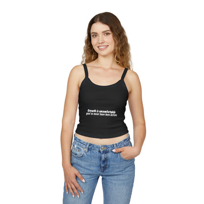 Women's Spaghetti Strap Tank Top — Minimal White Cropped Cami