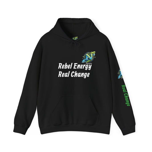 Rebel Energy Real Change Hoodie — Eco Activist Graphic Hoodie