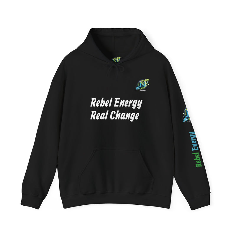 Rebel Energy Real Change Hoodie — Eco Activist Graphic Hoodie