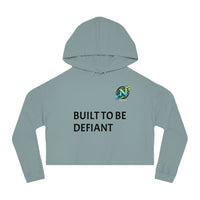 Cropped Hoodie — "Built To Be Defiant" Inspirational Women's Hooded Sweatshirt