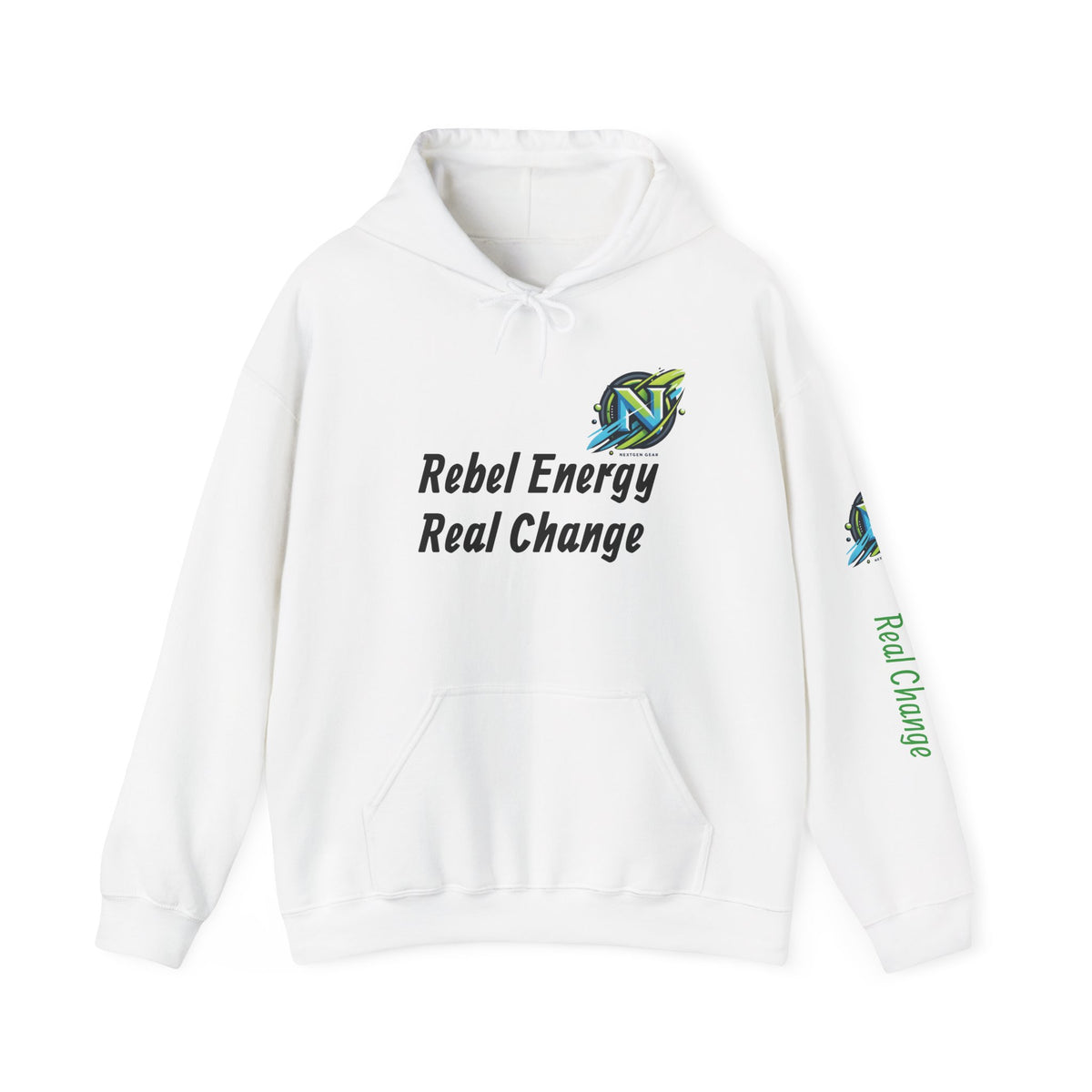 Rebel Energy Real Change Hoodie — Eco Activist Graphic Hoodie