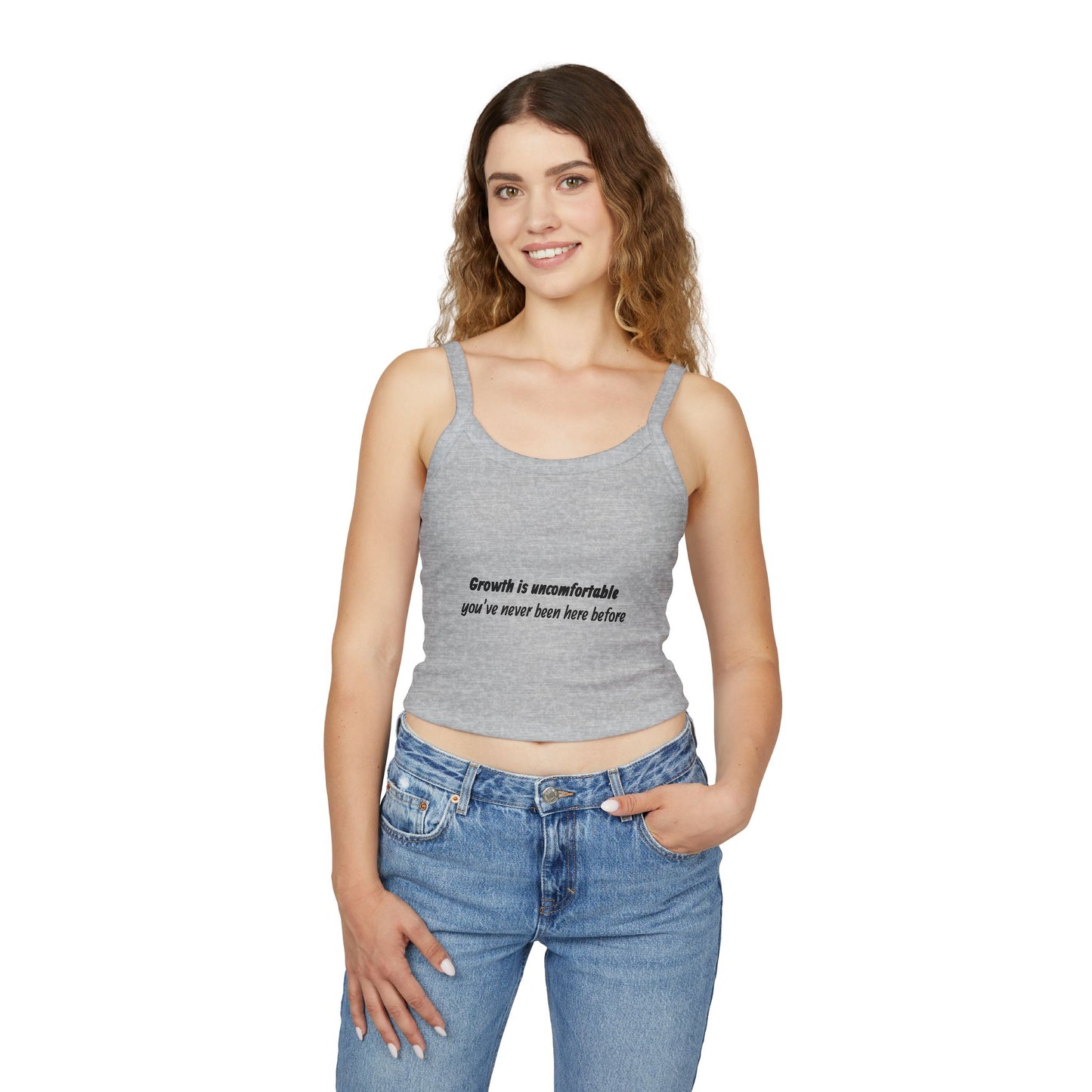 Women's Spaghetti Strap Tank Top — Minimal White Cropped Cami